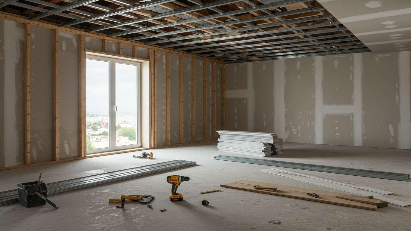 kak sdelat potolok iz gipsokartona 1